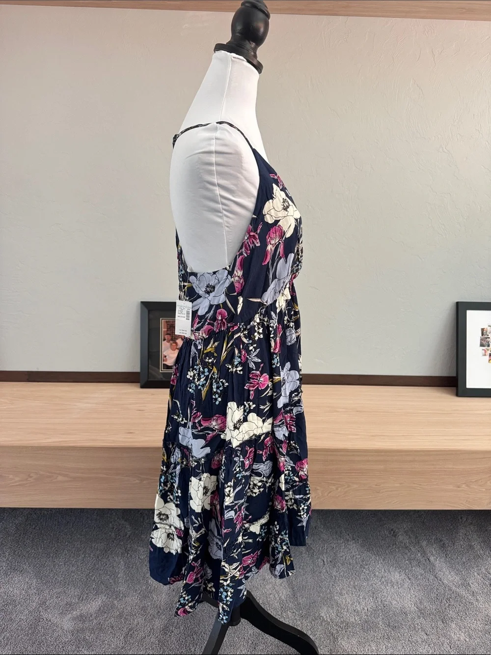 Maurices Navy Floral V-Neck Spaghetti Strap Mini Dress - NWT - Picture 2 of 7
